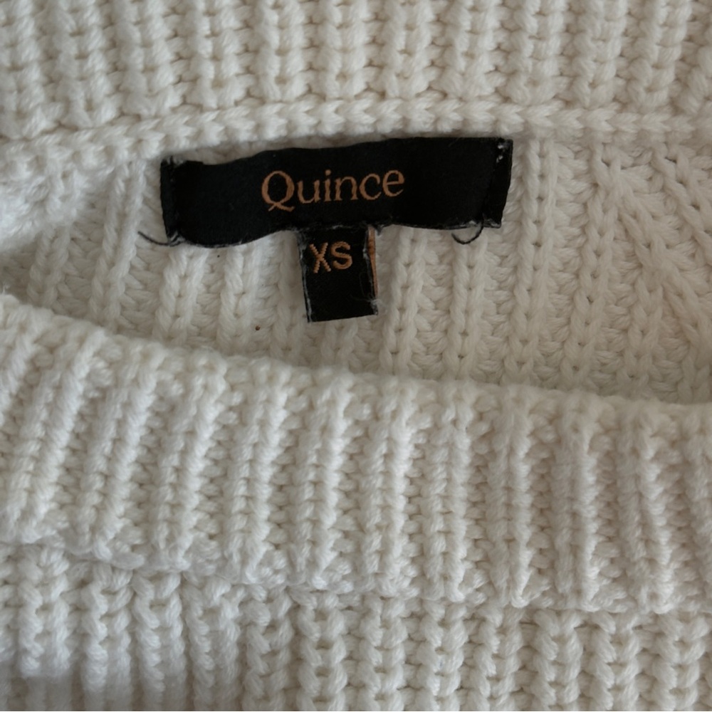 Quince Ivory 100% Organic Cotton 
Fisherman Crew Sweater - Picture 7 of 9